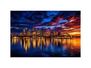 Sydney harbour skyline canvas art for dramatic modern living room decor.
