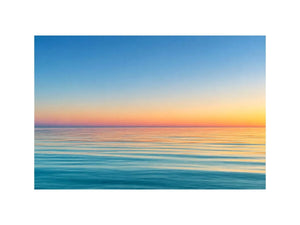 Pastel ocean horizon canvas art for calm coastal living room decor.