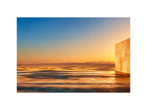 Minimal desert architecture canvas art for warm neutral living room decor.
