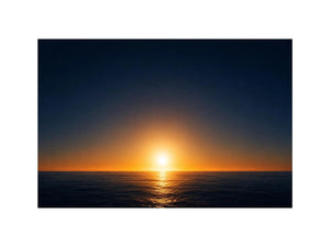Dark ocean sunset canvas art with golden horizon for modern living room decor.