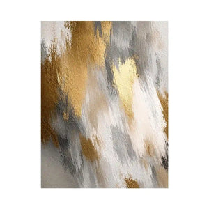 Soft neutral abstract canvas art with beige and gold texture for bedroom wall decor.