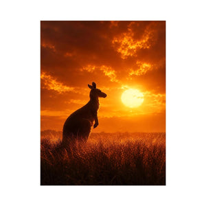 Kangaroo sunset canvas art for warm bedroom or hallway decor.