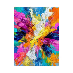 Colorful abstract canvas art with bold brushstrokes for modern living room decor.