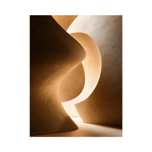 Neutral architectural abstract canvas art with warm curves for minimalist interiors.