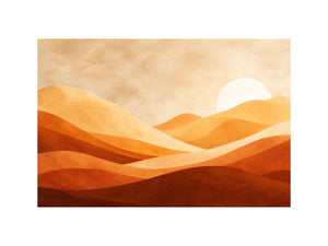 Minimalist desert dunes canvas print with warm terracotta beige rolling sand hills soft sun and textured neutral landscape design