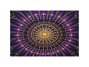 Purple and gold mandala canvas art for elegant bedroom or living room decor.