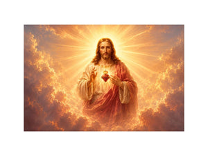 Golden Jesus sacred heart wall art for luxury living room decor.