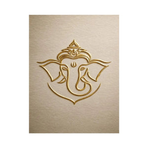 Gold Ganesha artwork on neutral background for elegant entryway decor.
