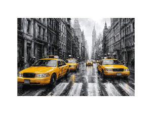 yellow taxi city canvas art for modern office decor.