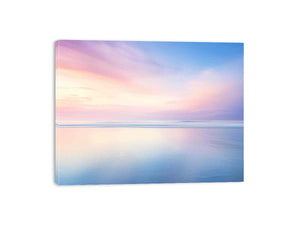 Pastel abstract ocean canvas art for soft modern bedroom decor.