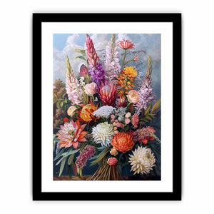 Elegant native floral bouquet canvas art for luxury living room decor.
