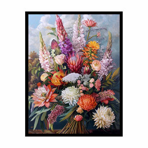 Elegant native floral bouquet canvas art for luxury living room decor.