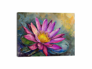 Magenta lotus flower canvas art for elegant modern living room decor.