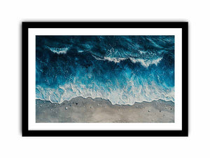 Overhead ocean wave canvas art for calm coastal bedroom or bathroom decor.