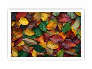 Autumn leaf photography canvas art with warm foliage for cozy living room decor.