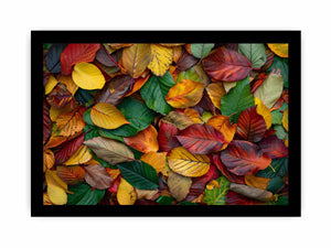 Autumn leaf photography canvas art with warm foliage for cozy living room decor.