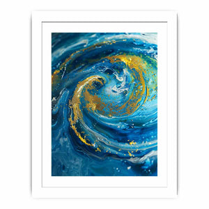 Blue and gold resin-style abstract canvas art for elegant bedroom or living room decor.
