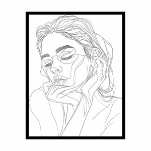 Minimal woman line art print for calm modern bedroom decor.