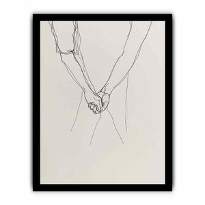 Minimal holding hands artwork for neutral bedroom and hallway decor.