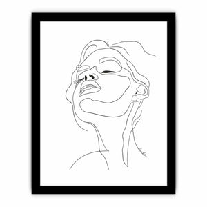 Minimal face line art print for clean modern bedroom and bathroom decor.