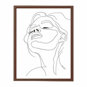 Minimal face line art print for clean modern bedroom and bathroom decor.