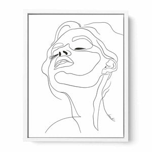 Minimal face line art print for clean modern bedroom and bathroom decor.