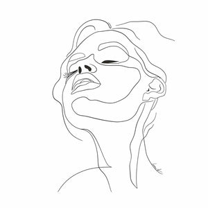 Minimal face line art print for clean modern bedroom and bathroom decor.