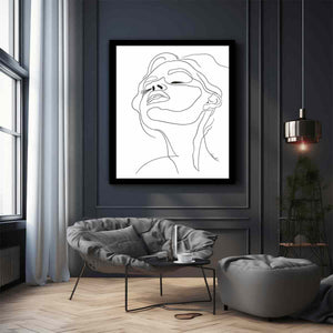 Minimal face line art print for clean modern bedroom and bathroom decor.