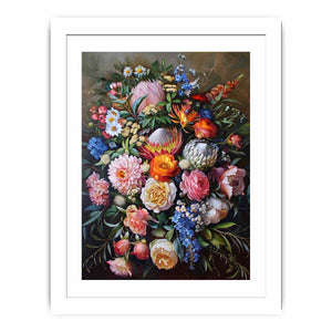 Luxury floral still life canvas print with protea flowers for elegant decor.