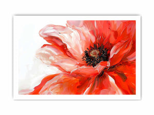 Large red poppy floral canvas art for bold modern bedroom decor.