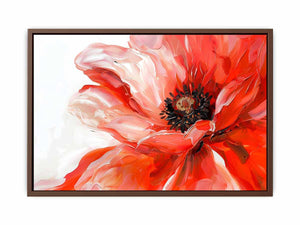 Large red poppy floral canvas art for bold modern bedroom decor.