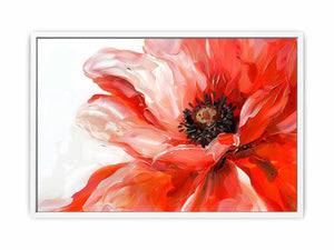 Large red poppy floral canvas art for bold modern bedroom decor.