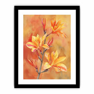 Orange lily botanical canvas art for warm bedroom decor.