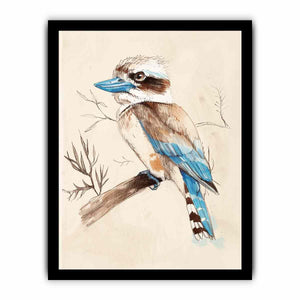 Kookaburra bird illustration canvas art for calm bedroom or nursery decor.