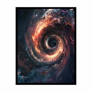Dark space vortex canvas print with fiery light for modern media room decor.