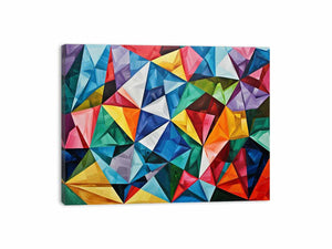Vibrant prism geometric canvas art for modern living room, office, or creative wall decor.