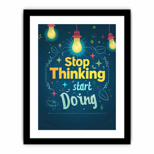 Motivational typography canvas art with light bulbs for home office or study room decor.