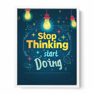 Motivational typography canvas art with light bulbs for home office or study room decor.
