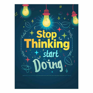 Motivational typography canvas art with light bulbs for home office or study room decor.