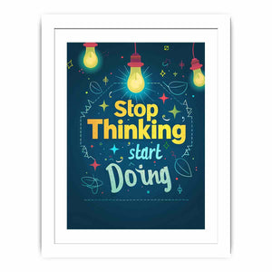 Motivational typography canvas art with light bulbs for home office or study room decor.