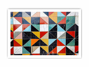 Geometric tile abstract canvas art for modern office wall decor.