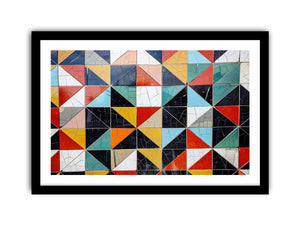 Geometric tile abstract canvas art for modern office wall decor.