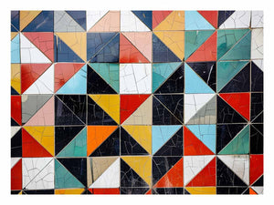 Geometric tile abstract canvas art for modern office wall decor.