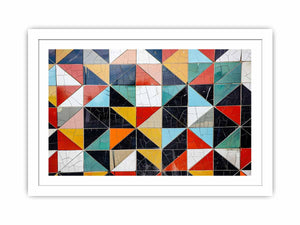 Geometric tile abstract canvas art for modern office wall decor.