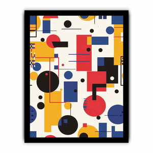 Bauhaus geometric abstract canvas art for modern office decor.