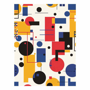 Bauhaus geometric abstract canvas art for modern office decor.