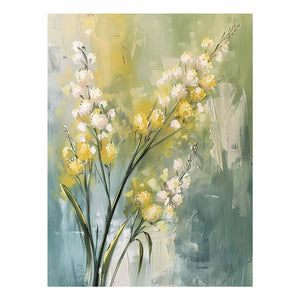 Soft abstract floral canvas art with sage green tones for modern bedroom decor.