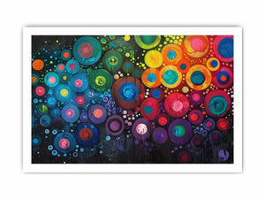 Colorful abstract circle canvas art for modern living room and office decor.