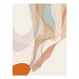 Soft neutral figurative line art canvas for modern bedroom and bathroom decor.
