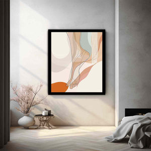 Soft neutral figurative line art canvas for modern bedroom and bathroom decor.
